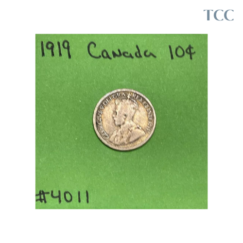 1919 Canada 🇨🇦 10 Cents .925 Silver George V Better Date