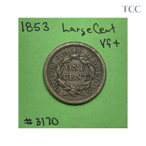 1853 Braided Hair Large Cent VF Very Fine