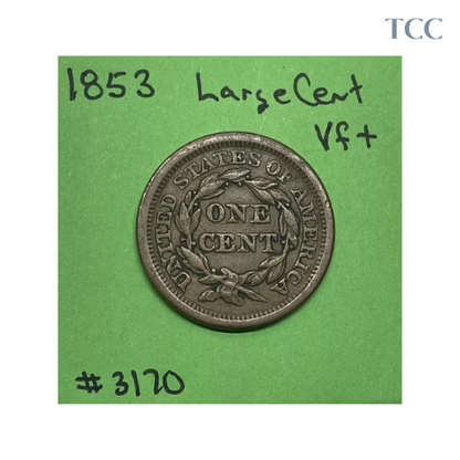 1853 Braided Hair Large Cent VF Very Fine