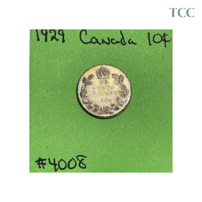 1929 Canada 🇨🇦 10 Cents 10c 80% Silver Coin