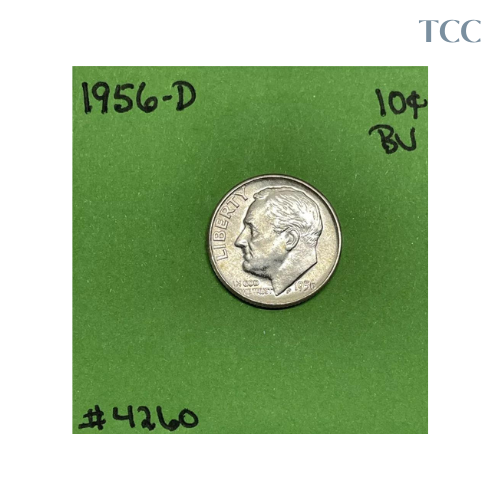 1956-D Roosevelt Dime 10c BU Uncirculated Mint State 90% Silver