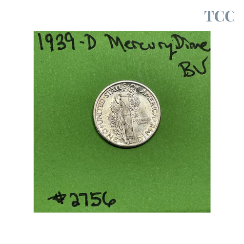 1939-D Mercury Dime Lustrous Choice to Very Choice BU w/ FSB