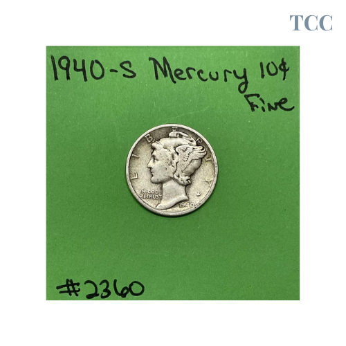 1940-S Mercury Dime 10c Fine 90% Silver