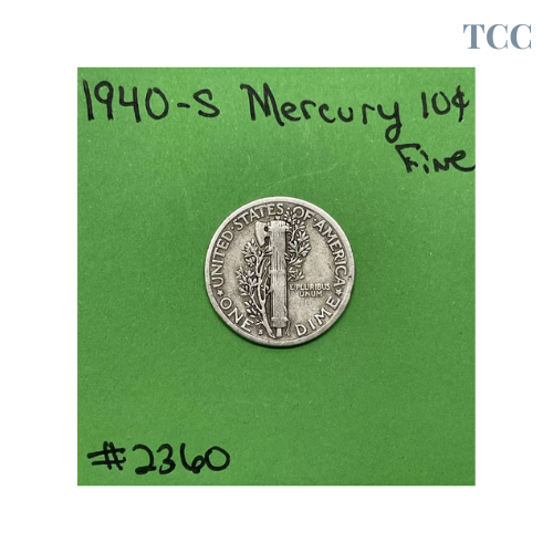 1940-S Mercury Dime 10c Fine 90% Silver