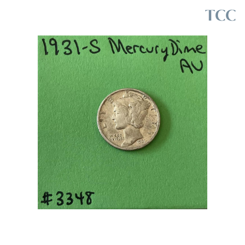 1931 S Mercury Dime AU About Uncirculated