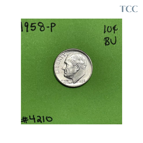 1958 Roosevelt Dime 10c BU Uncirculated Mint State 90% Silver