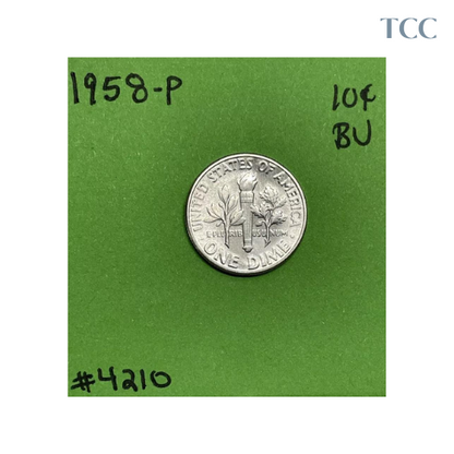 1958 Roosevelt Dime 10c BU Uncirculated Mint State 90% Silver