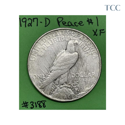 1927 D Peace Silver Dollar $1 XF Extra Fine 90% Silver Better Date