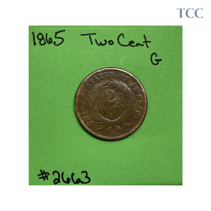 1865 Two Cent Piece Good (G)