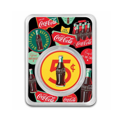 Coca-Cola® 1 oz Silver Colorized Round 5 cent Bottle in TEP