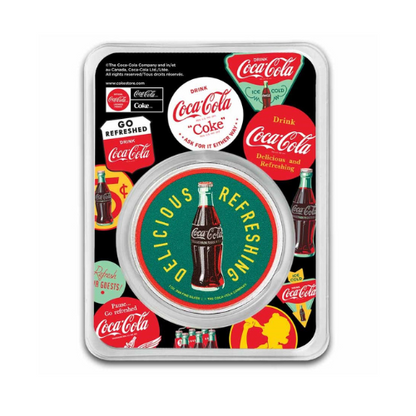 Coca-Cola® 1 oz Silver Colorized Round 5 cent Bottle in TEP