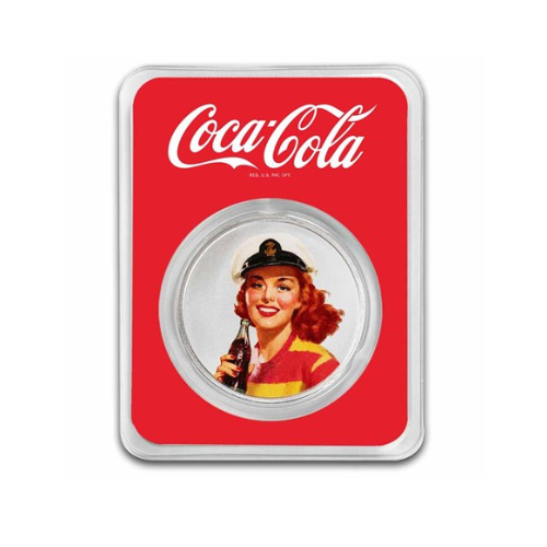 Coca-Cola® 1 oz Silver Colorized Round Bathing Beauties: Red Head