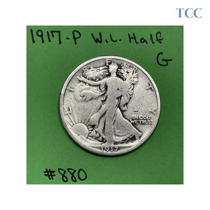 1917 P Walking Liberty Half Dollar 50c Good 90% Silver