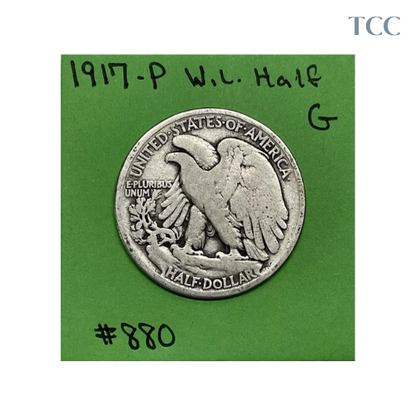 1917 P Walking Liberty Half Dollar 50c Good 90% Silver