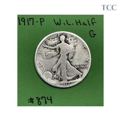 1917 P Walking Liberty Half Dollar 50c Good 90% Silver