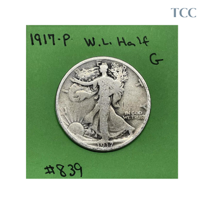 1917 P Walking Liberty Half Dollar 50c Good 90% Silver