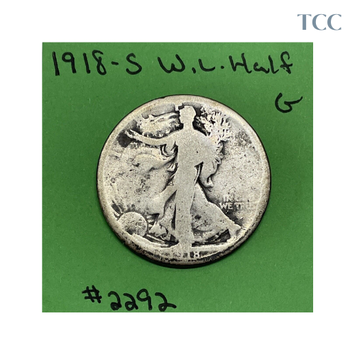 1918-S Walking Liberty Half Dollar G Good 90% Silver