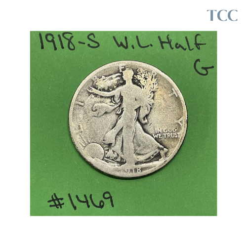 1918-S Walking Liberty Half Dollar G Good 90% Silver