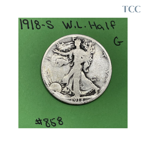 1918-S Walking Liberty Half Dollar G Good 90% Silver