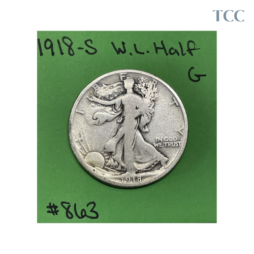 1918-S Walking Liberty Half Dollar G Good 90% Silver