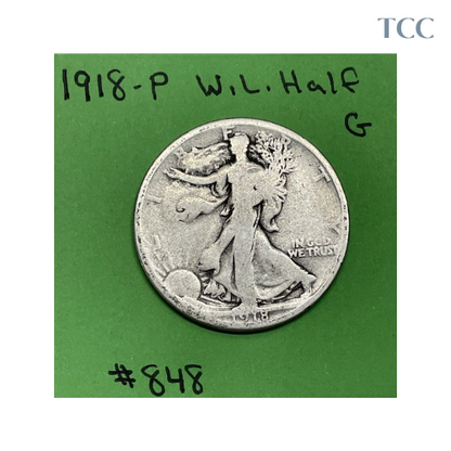 1918 P Walking Liberty Half Dollar 50c Good 90% Silver