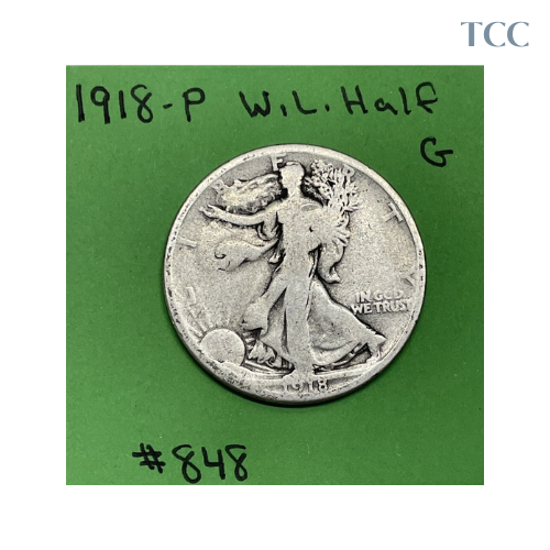 1918 P Walking Liberty Half Dollar 50c Good 90% Silver