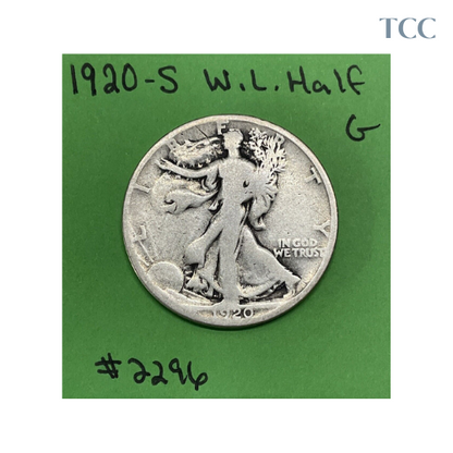 1920 S Liberty Walking Half Dollar Good 90% Silver