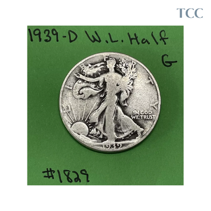 1939 D Liberty Walking Half Dollar Good 90% Silver Tough Date