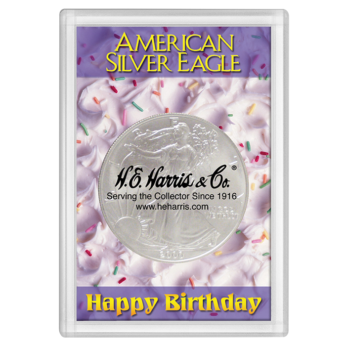 American Silver Eagle Happy Birthday Frosted Case