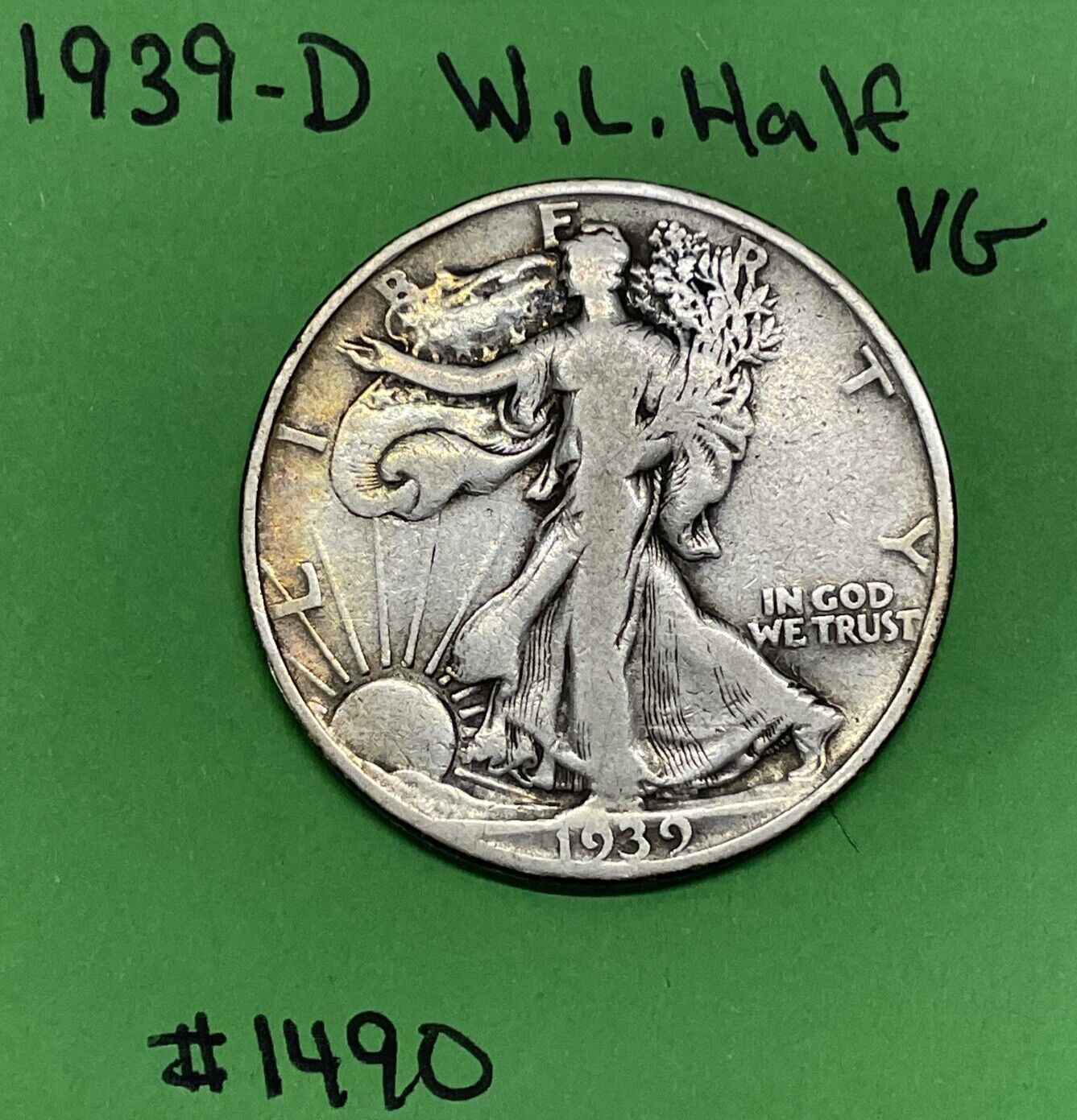 1939 D Liberty Walking Half Dollar VG Very Good 90% Silver 50c Tough Date