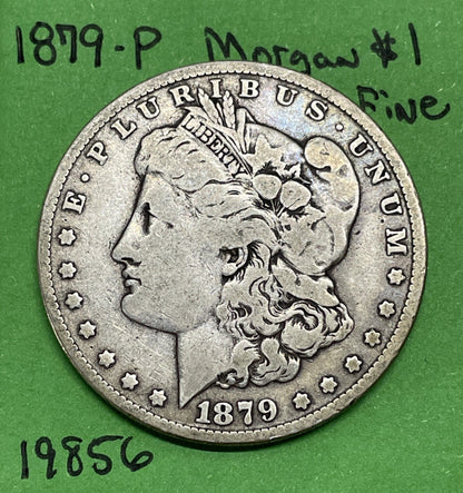 1879-P Morgan Silver Dollar $1 Fine See Pictures