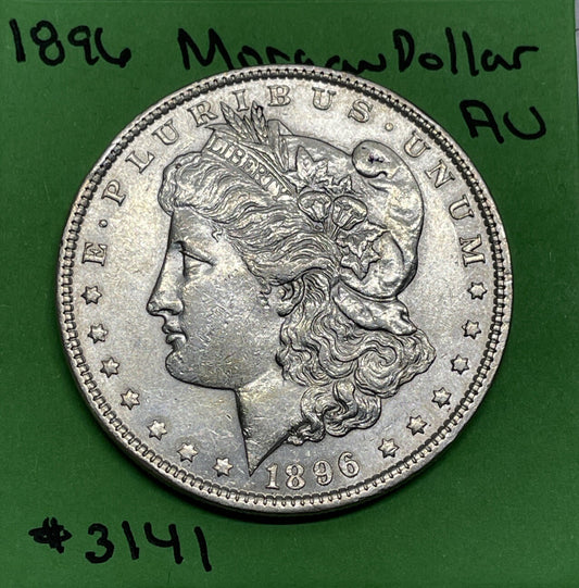 1896 P Morgan Silver Dollar $1 AU About Uncirculated 90% Silver