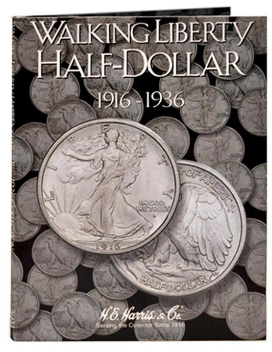 HE Harris Walking Liberty Half Dollar #1 1916-1936 Coin Folder, Album Book #2693