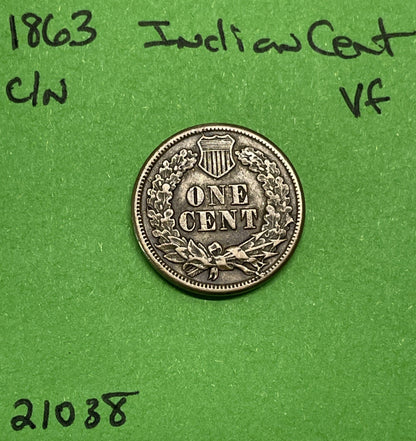 1863 Indian Head Cent VF Very Fine Copper-Nickel