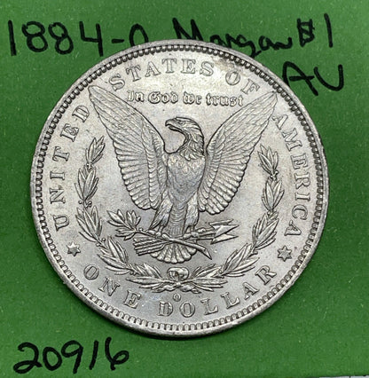 1884 O Morgan Dollar AU About Uncirculated 90% Silver Collectible
