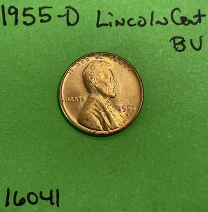 1955 D Lincoln Wheat Cent / Penny 1c Choice BU Red US Coin