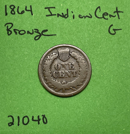 1864 Indian Head Cent / Penny 1c Good Bronze