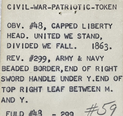 1863 Patriotic Civil War Token Fuld 48/299 High Grade