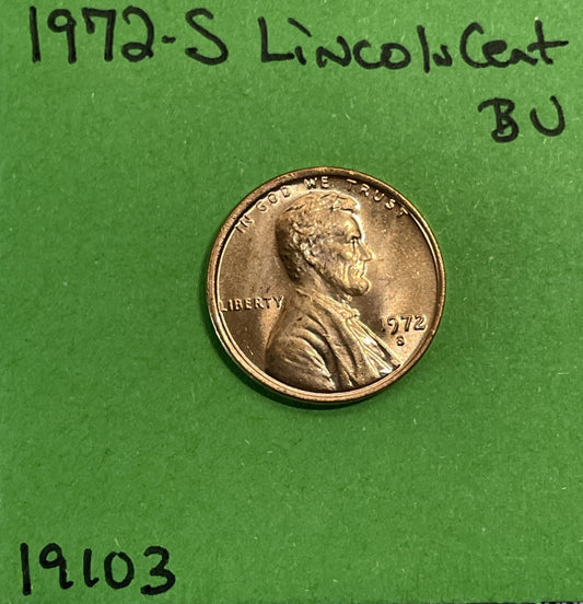 1972 S Lincoln Memorial Cent / Penny 1c BU US Coin See Pictures