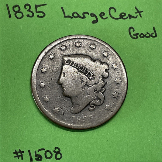 1835 Matron Head Large Cent 1c Good
