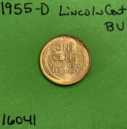 1955 D Lincoln Wheat Cent / Penny 1c Choice BU Red US Coin