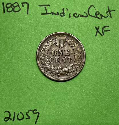 1887 Indian Head Cent / Penny 1c Xf Extra Fine