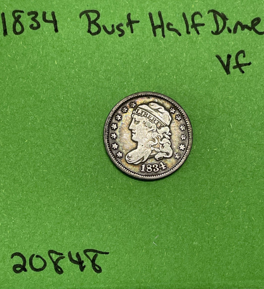1834 Capped Bust Half Dime 5c VF Very Fine