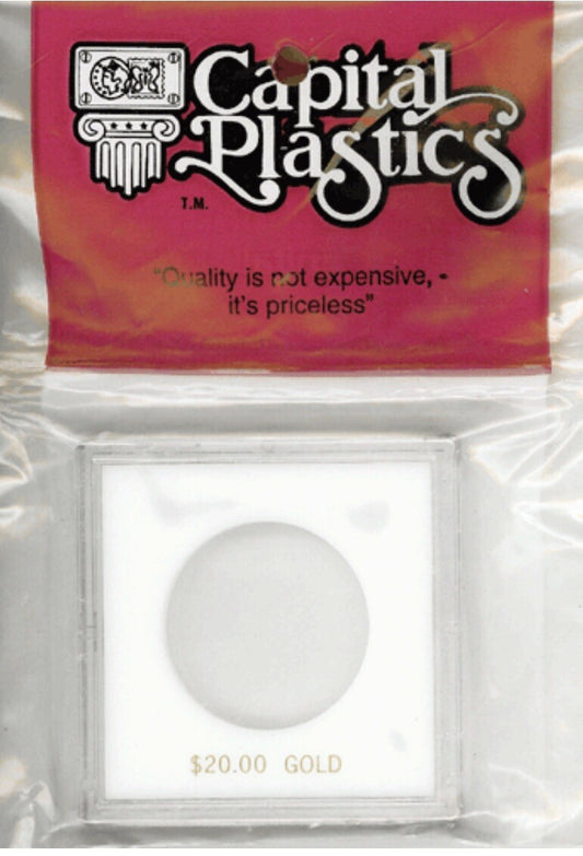 Capital Holder For $20 Gold Coin 2.5x2.5 White Snaplock Safe Long Term Storage