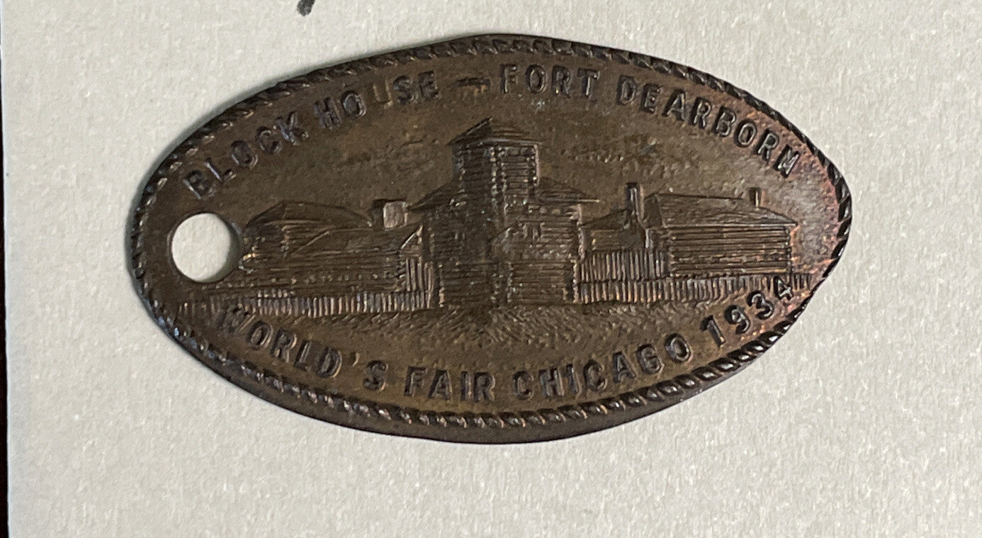 1933 United States Chicago WORLD FAIR Fort Dearborn Elongated Penny Rare Variety