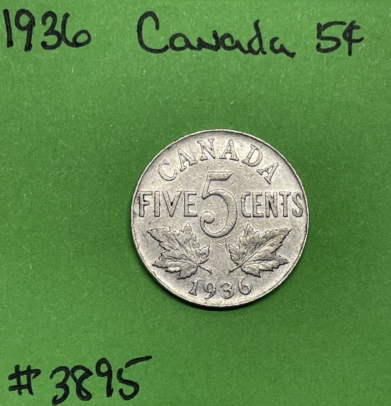 1936 Canada 🇨🇦 5 Cents - Nickel - Circulated - Nice Coin Album Collectable