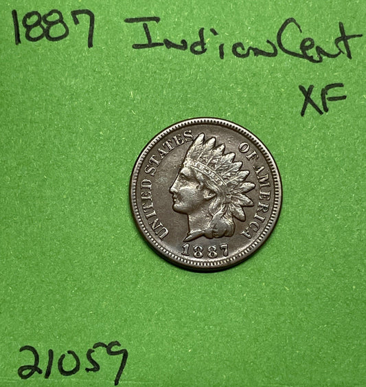 1887 Indian Head Cent / Penny 1c Xf Extra Fine