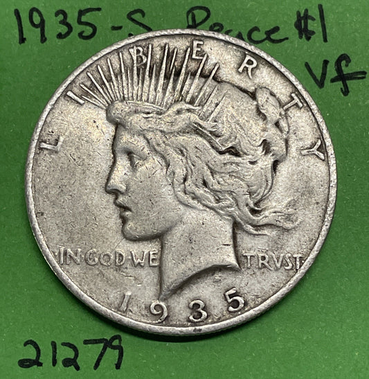 1935 S Peace Dollar $1 VF Very Fine 90% Silver  Tougher Date