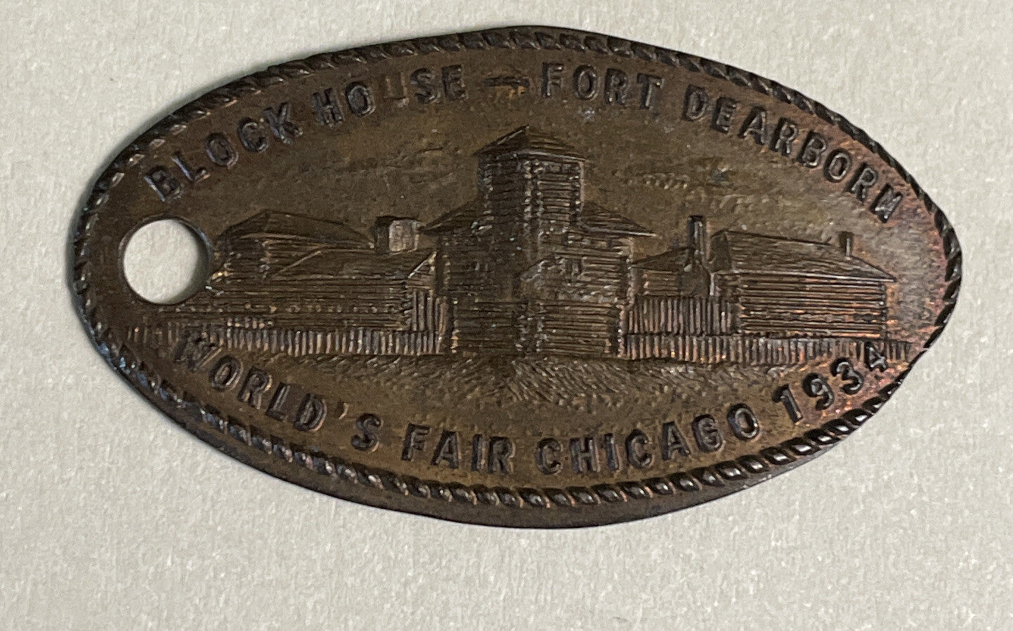 1933 United States Chicago WORLD FAIR Fort Dearborn Elongated Penny Rare Variety