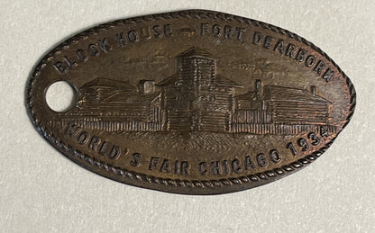 1933 United States Chicago WORLD FAIR Fort Dearborn Elongated Penny Rare Variety